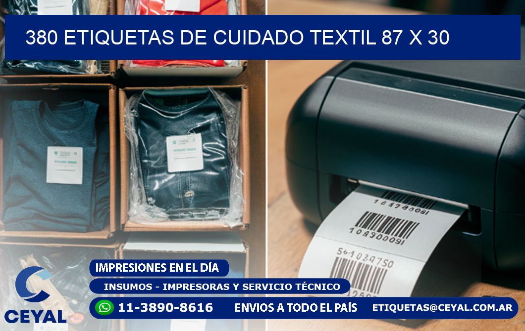 380 ETIQUETAS DE CUIDADO TEXTIL 87 x 30