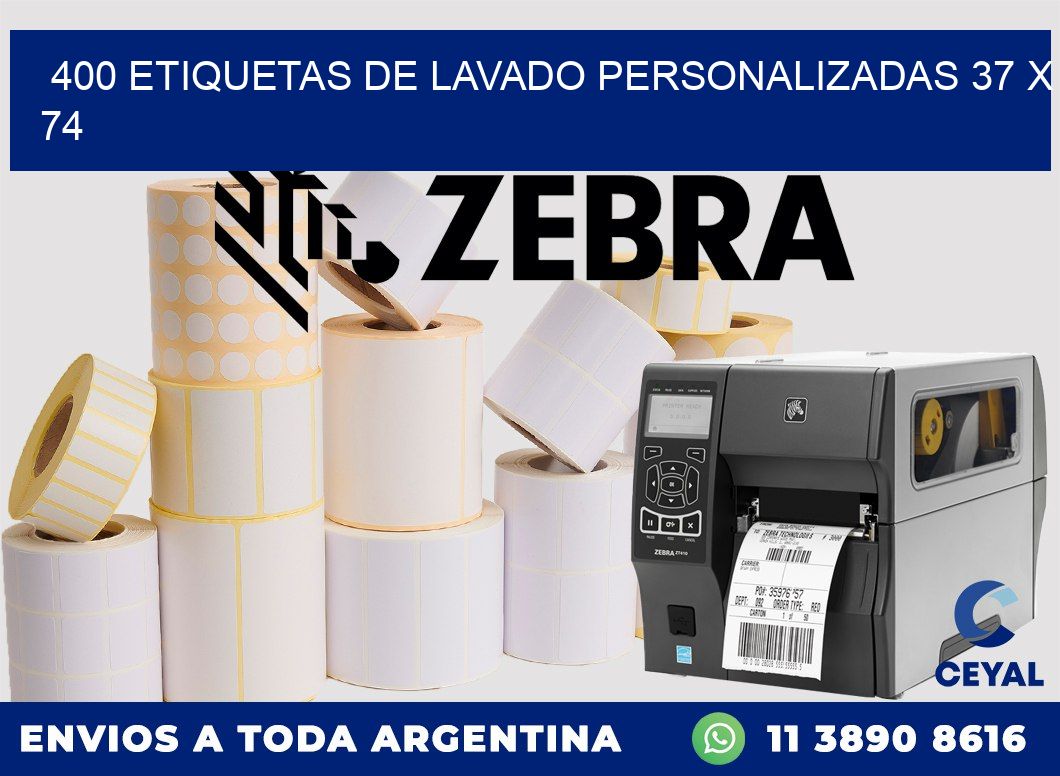 400 ETIQUETAS DE LAVADO PERSONALIZADAS 37 x 74