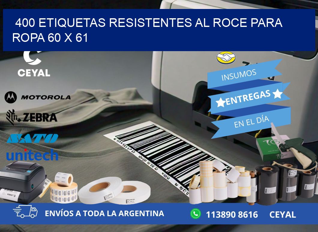 400 ETIQUETAS RESISTENTES AL ROCE PARA ROPA 60 x 61