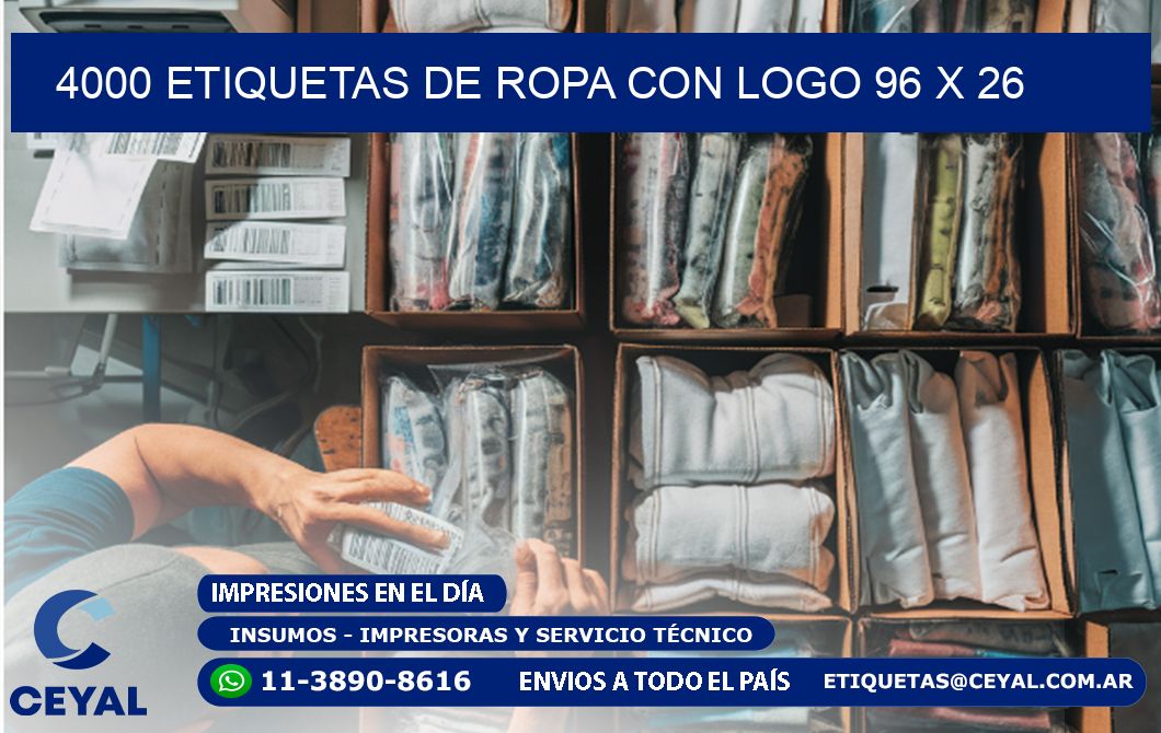 4000 ETIQUETAS DE ROPA CON LOGO 96 x 26