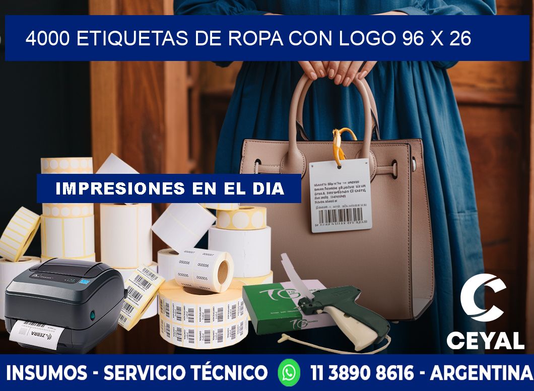 4000 ETIQUETAS DE ROPA CON LOGO 96 x 26