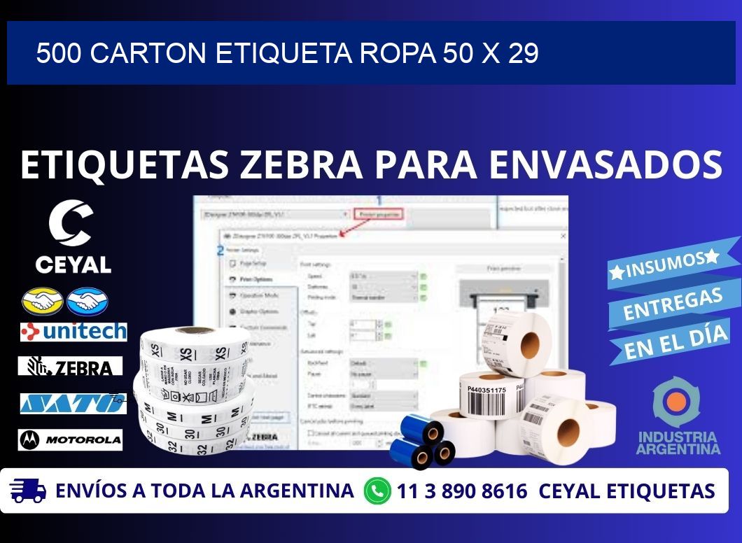 500 CARTON ETIQUETA ROPA 50 x 29