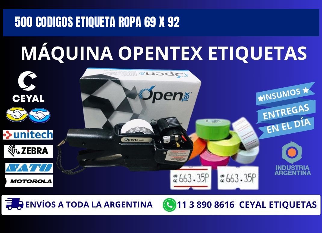 500 CODIGOS ETIQUETA ROPA 69 x 92