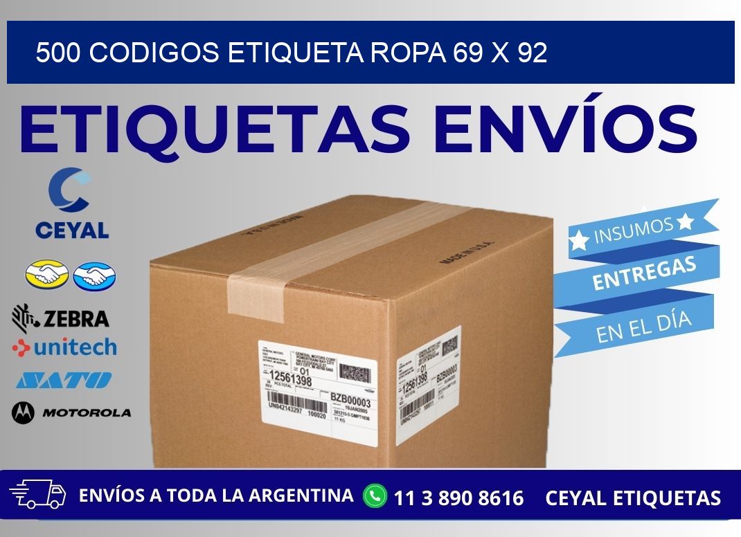 500 CODIGOS ETIQUETA ROPA 69 x 92