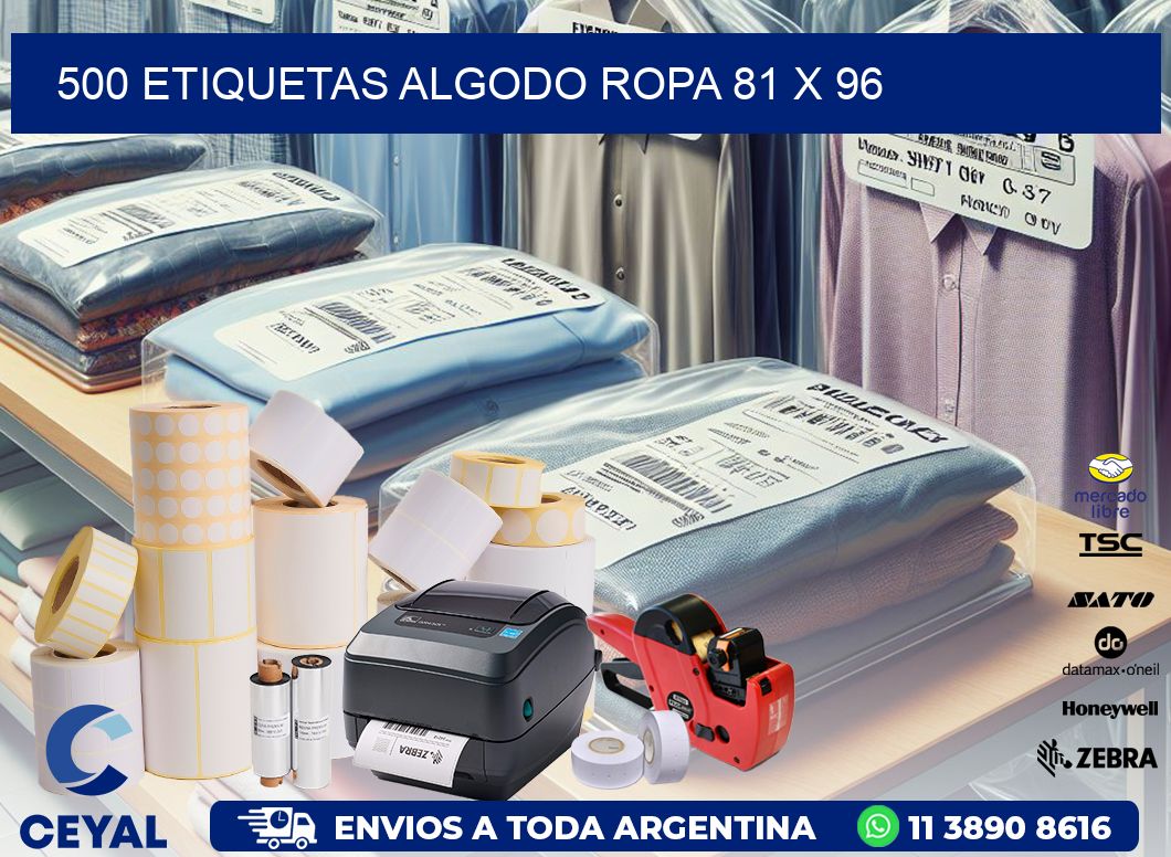 500 ETIQUETAS ALGODO ROPA 81 x 96