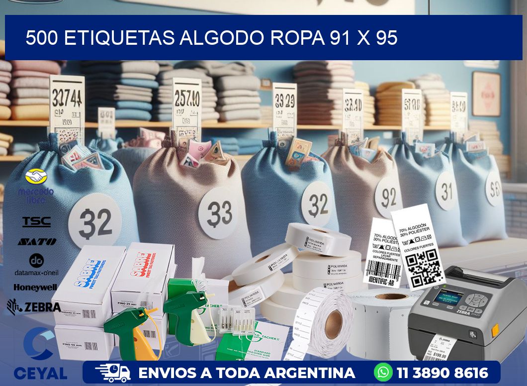 500 ETIQUETAS ALGODO ROPA 91 x 95