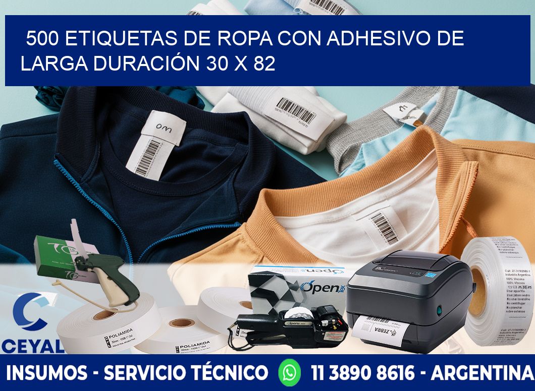 500 ETIQUETAS DE ROPA CON ADHESIVO DE LARGA DURACIÓN 30 x 82