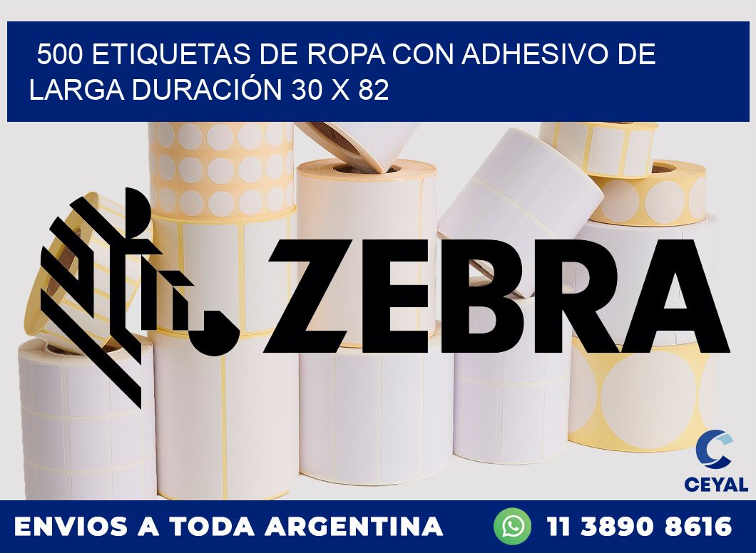 500 ETIQUETAS DE ROPA CON ADHESIVO DE LARGA DURACIÓN 30 x 82