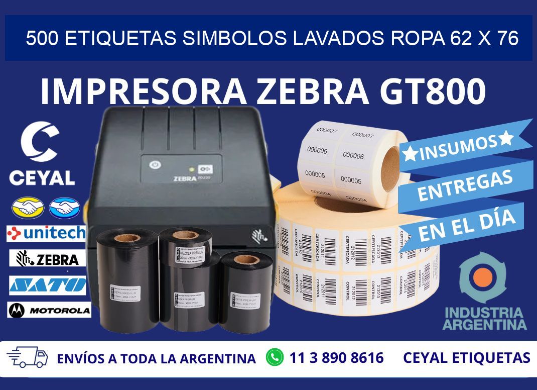 500 ETIQUETAS SIMBOLOS LAVADOS ROPA 62 x 76