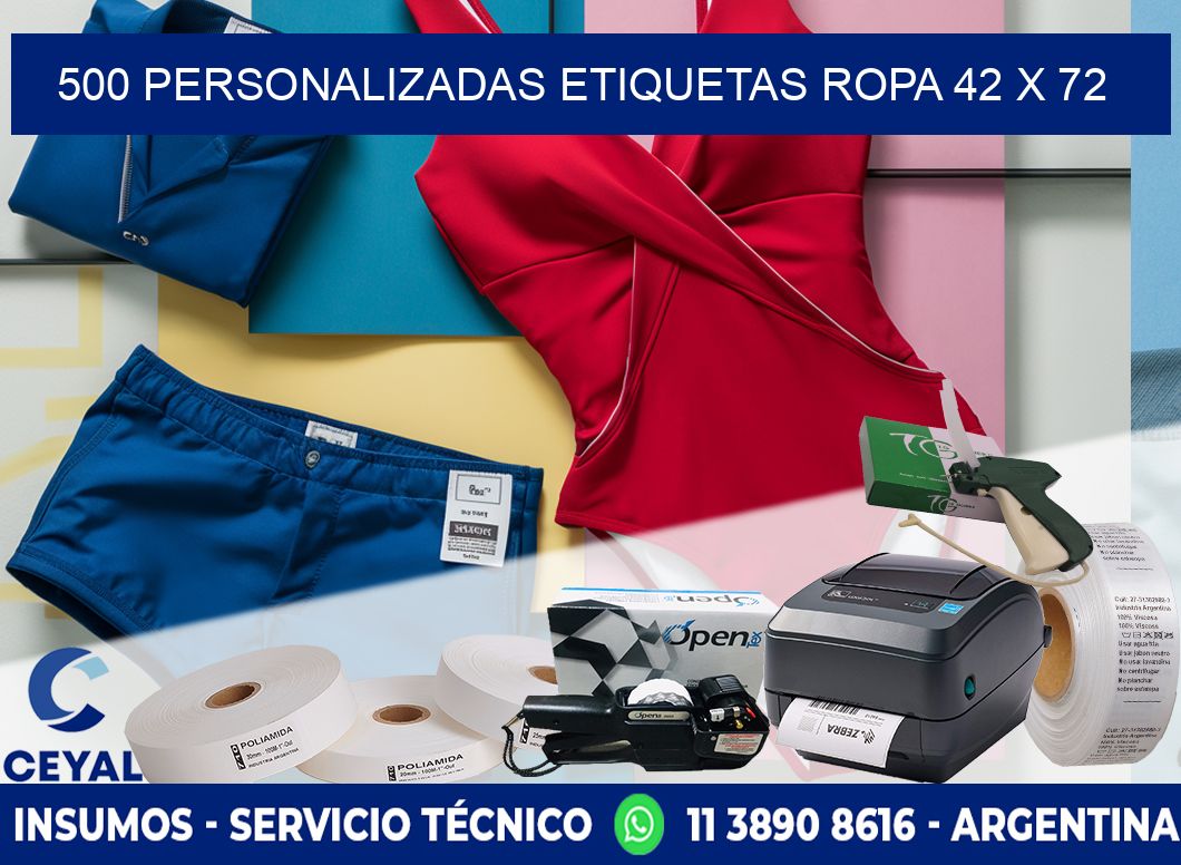 500 PERSONALIZADAS ETIQUETAS ROPA 42 x 72