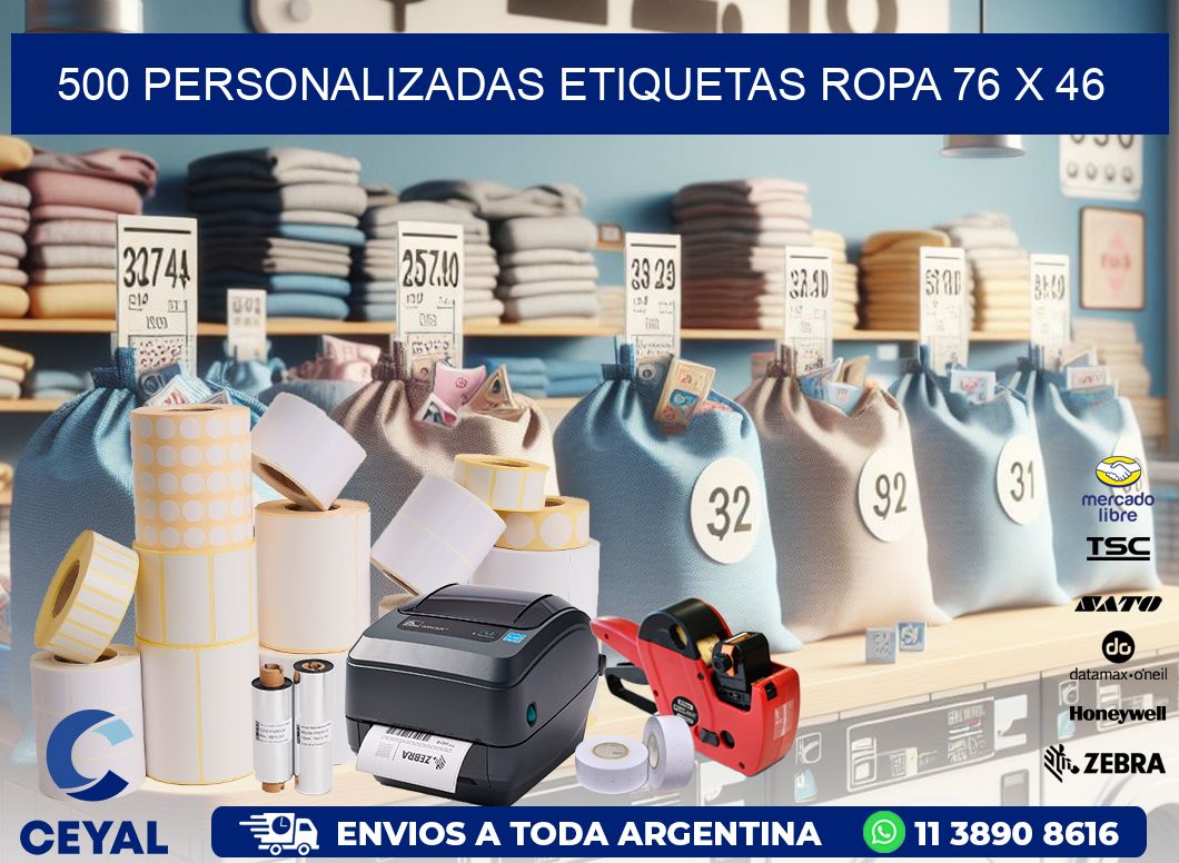 500 PERSONALIZADAS ETIQUETAS ROPA 76 x 46