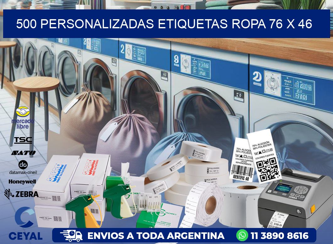 500 PERSONALIZADAS ETIQUETAS ROPA 76 x 46