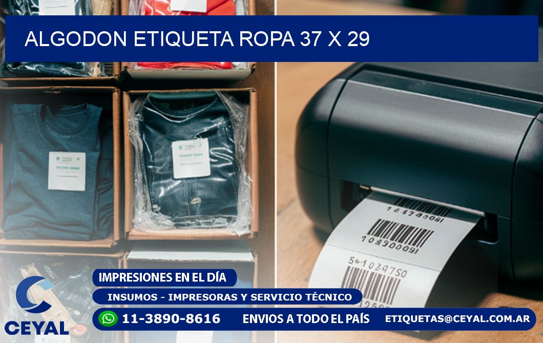 ALGODON ETIQUETA ROPA 37 x 29