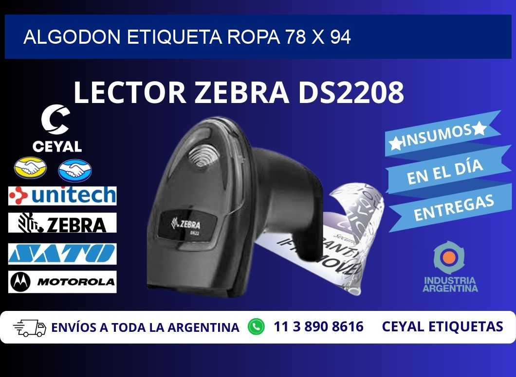 ALGODON ETIQUETA ROPA 78 x 94