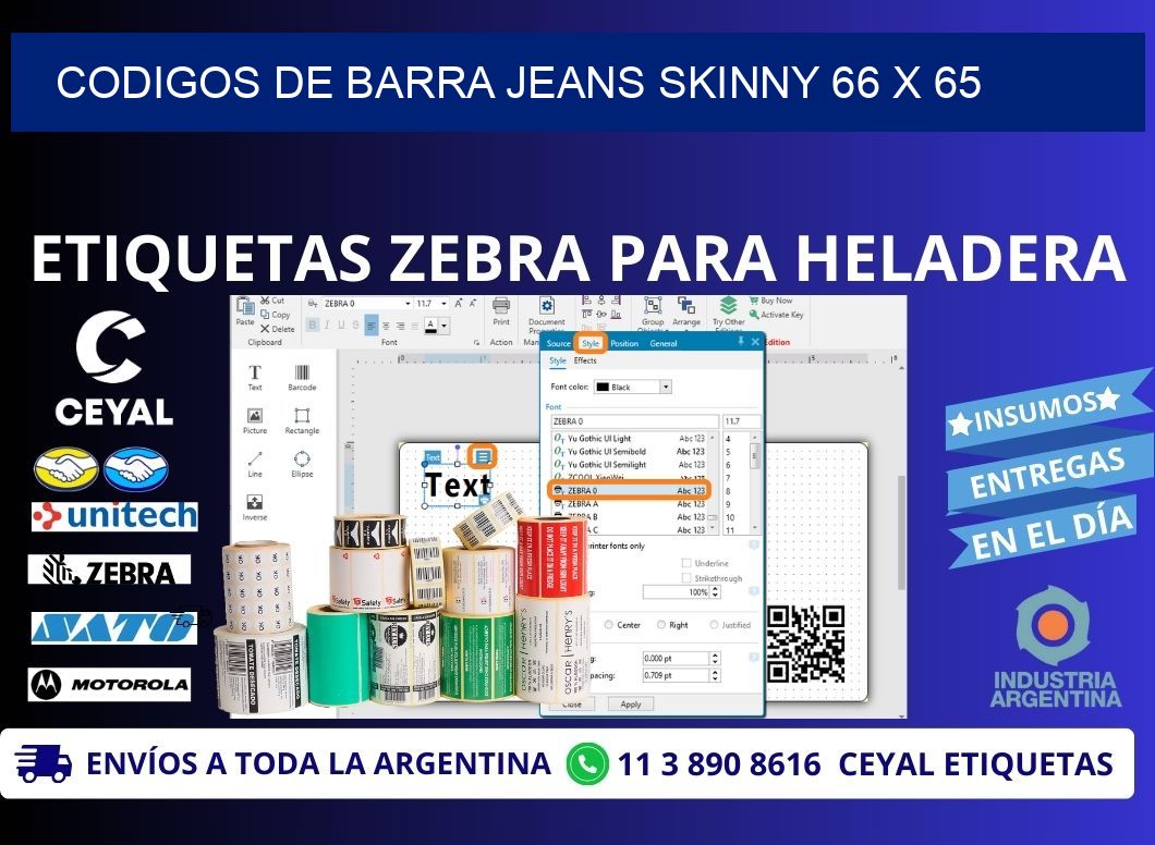 CODIGOS DE BARRA JEANS SKINNY 66 x 65