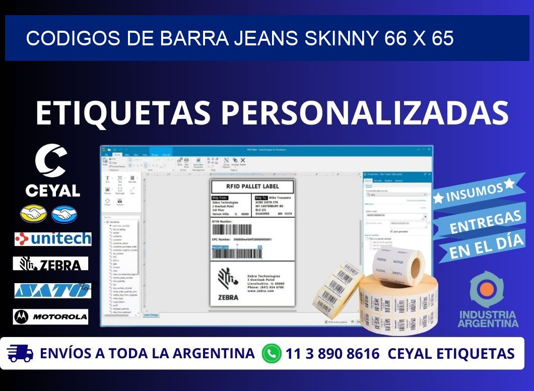 CODIGOS DE BARRA JEANS SKINNY 66 x 65