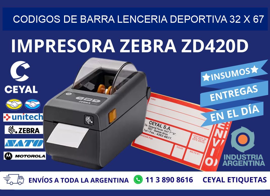 CODIGOS DE BARRA LENCERIA DEPORTIVA 32 x 67