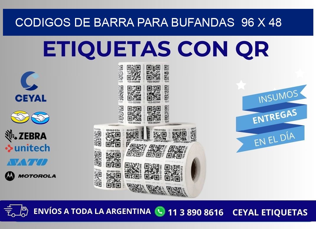 CODIGOS DE BARRA PARA BUFANDAS  96 x 48