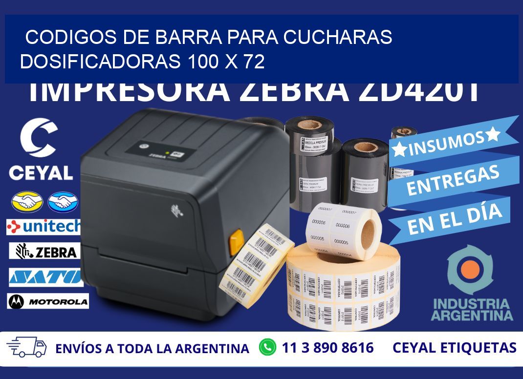 CODIGOS DE BARRA PARA CUCHARAS DOSIFICADORAS 100 x 72