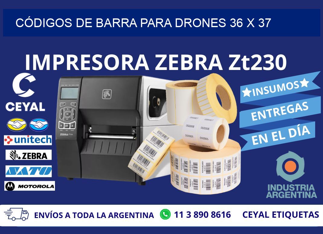 CÓDIGOS DE BARRA PARA DRONES 36 x 37