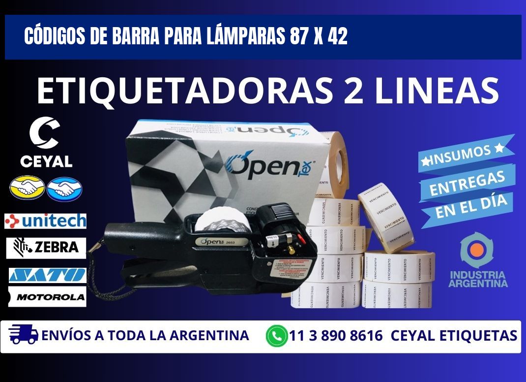 CÓDIGOS DE BARRA PARA LÁMPARAS 87 x 42