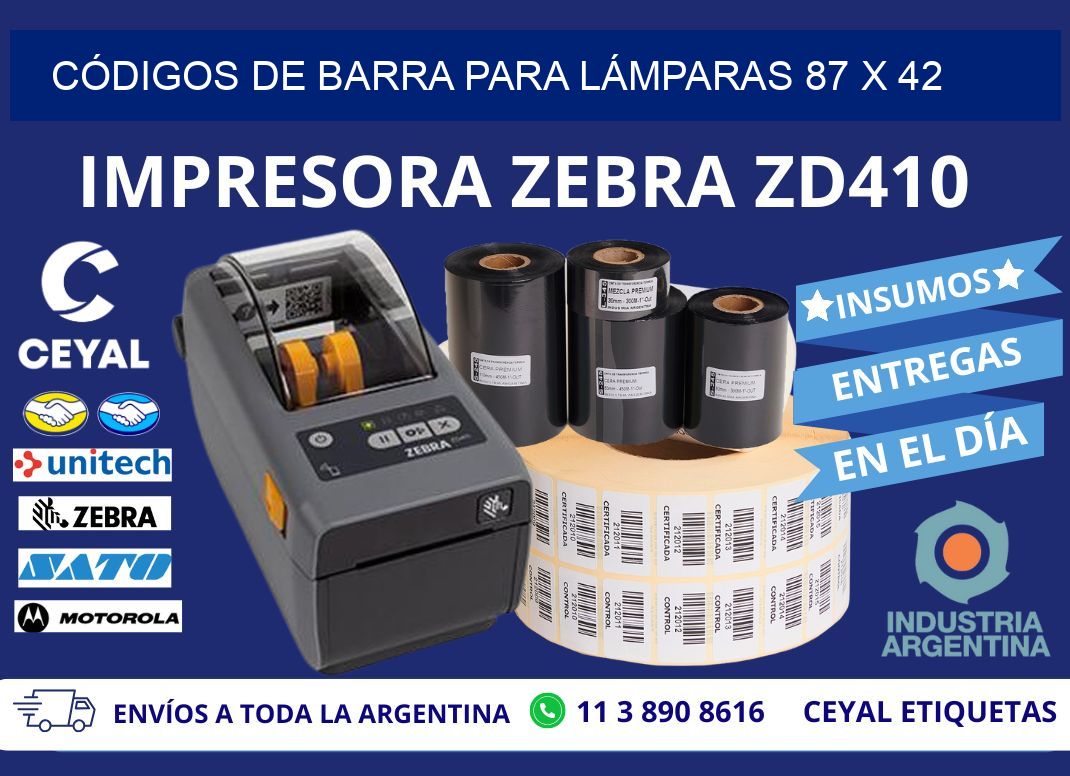CÓDIGOS DE BARRA PARA LÁMPARAS 87 x 42