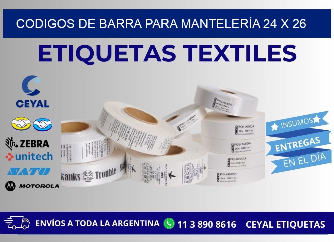 CODIGOS DE BARRA PARA MANTELERÍA 24 x 26