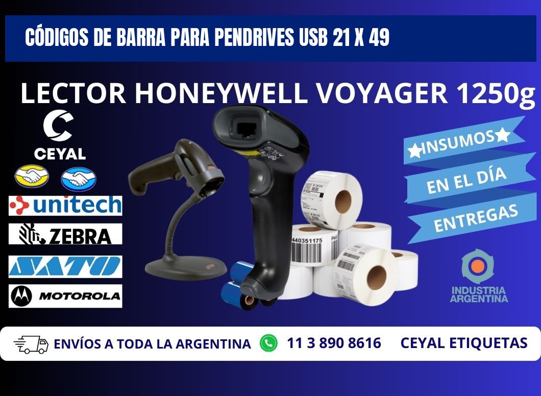 CÓDIGOS DE BARRA PARA PENDRIVES USB 21 x 49