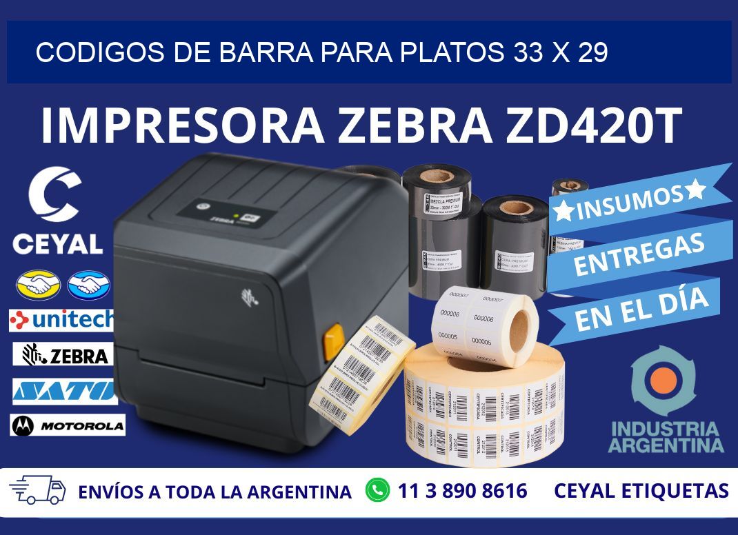 CODIGOS DE BARRA PARA PLATOS 33 x 29