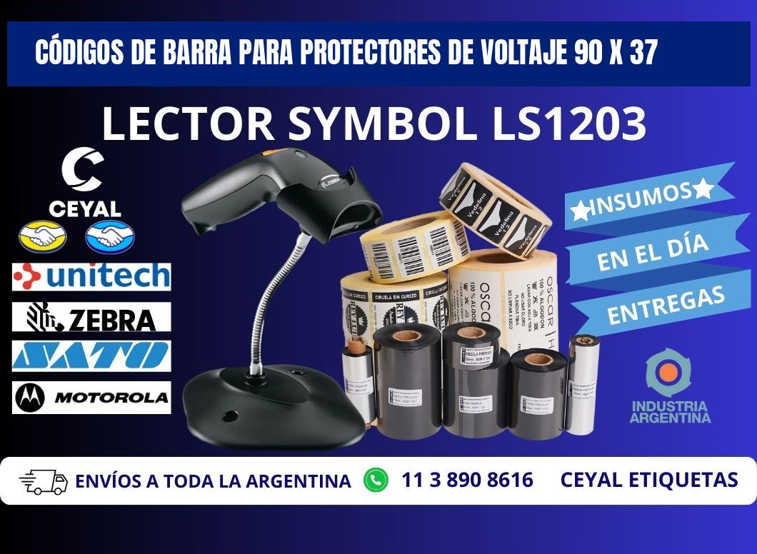 CÓDIGOS DE BARRA PARA PROTECTORES DE VOLTAJE 90 x 37