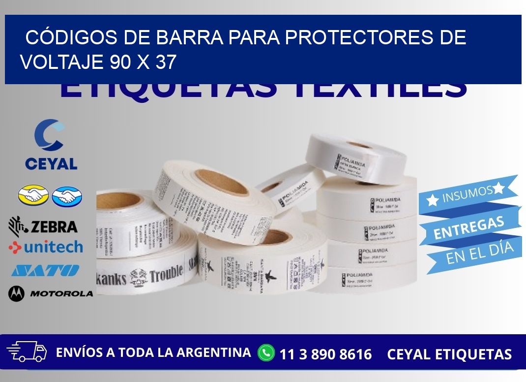 CÓDIGOS DE BARRA PARA PROTECTORES DE VOLTAJE 90 x 37