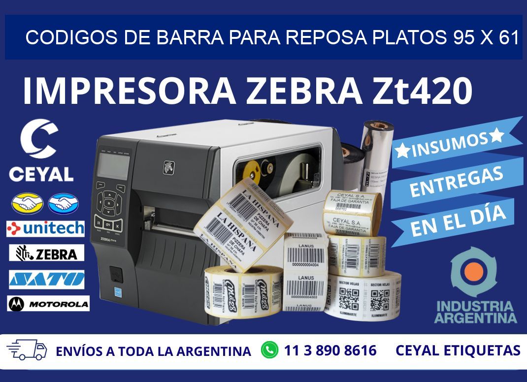 CODIGOS DE BARRA PARA REPOSA PLATOS 95 x 61