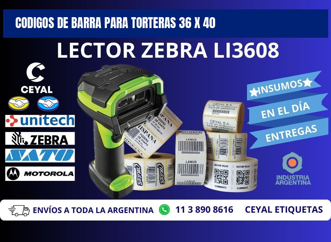 CODIGOS DE BARRA PARA TORTERAS 36 x 40