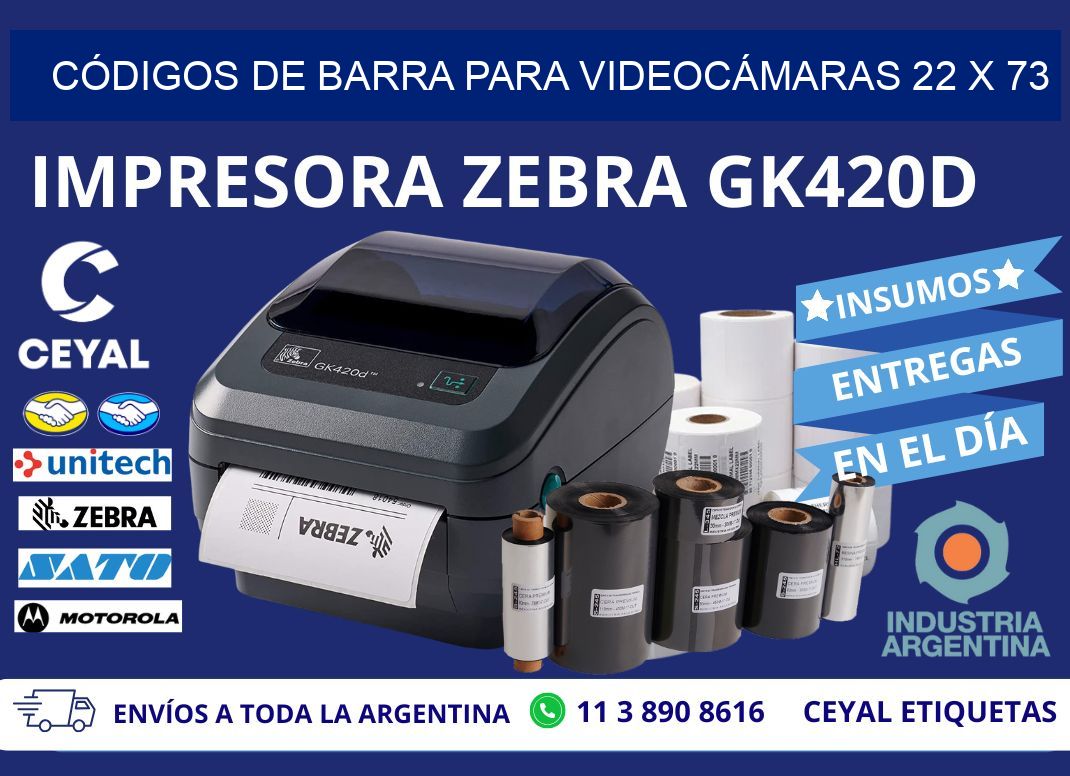 CÓDIGOS DE BARRA PARA VIDEOCÁMARAS 22 x 73