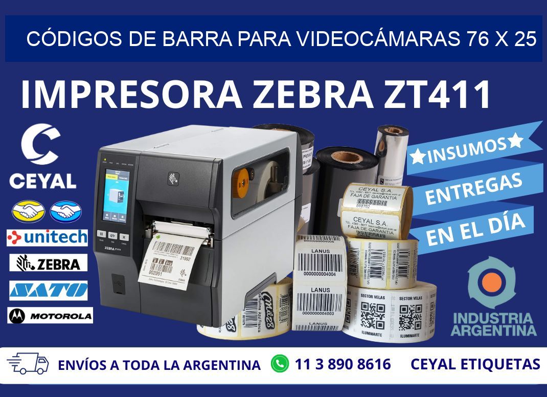 CÓDIGOS DE BARRA PARA VIDEOCÁMARAS 76 x 25