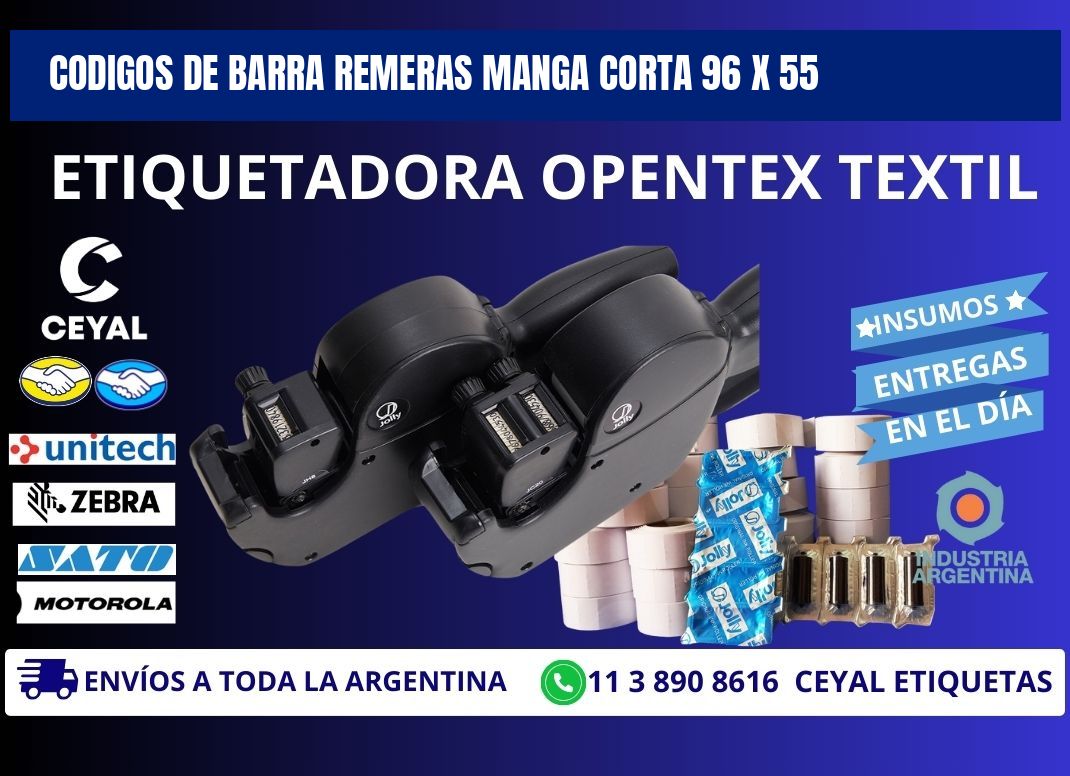 CODIGOS DE BARRA REMERAS MANGA CORTA 96 x 55