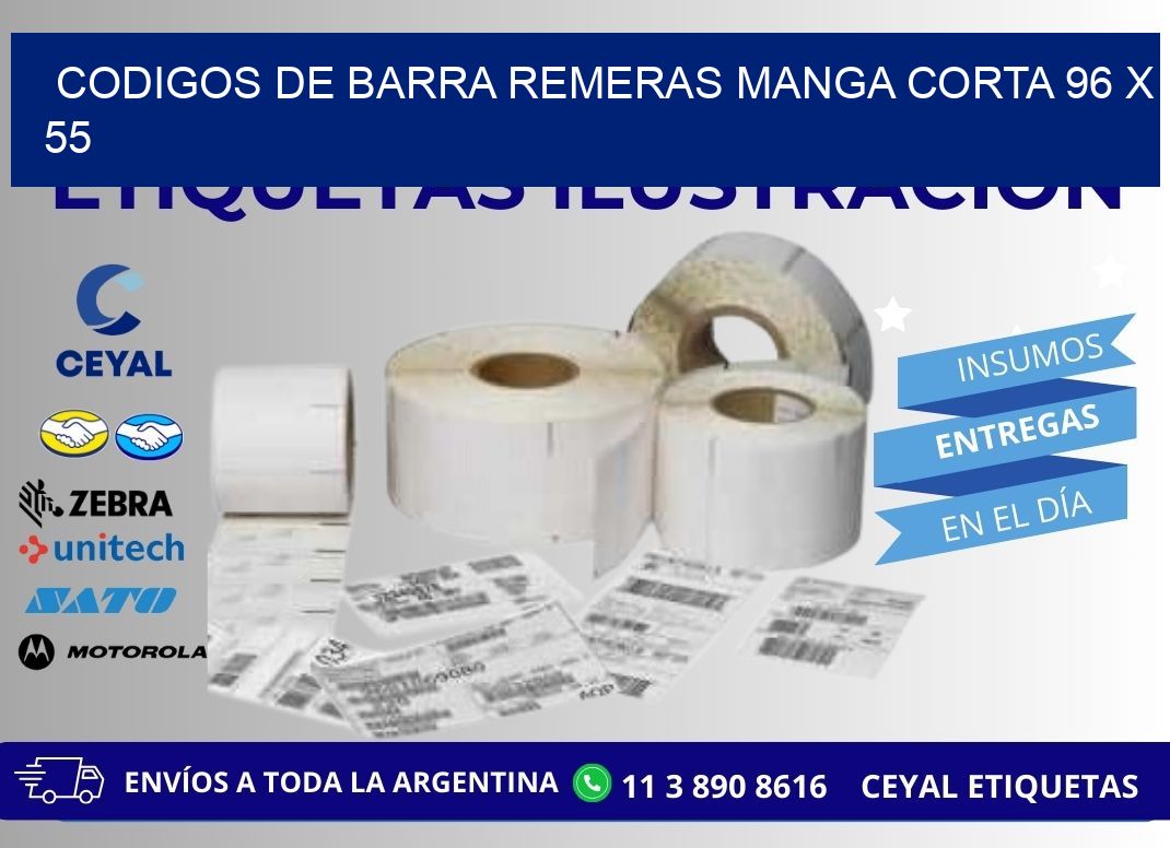 CODIGOS DE BARRA REMERAS MANGA CORTA 96 x 55