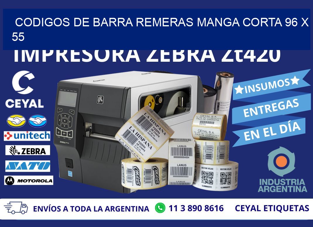 CODIGOS DE BARRA REMERAS MANGA CORTA 96 x 55