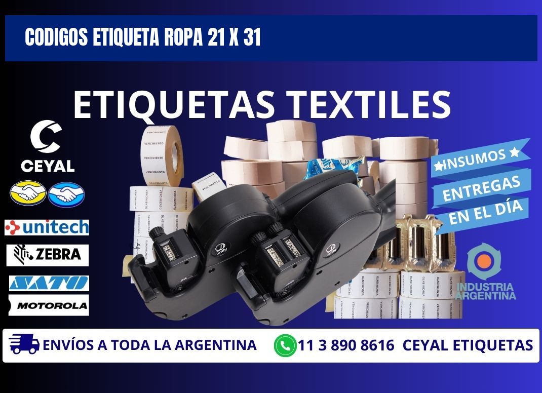 CODIGOS ETIQUETA ROPA 21 x 31