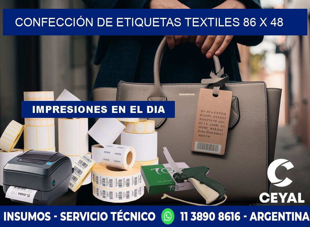 CONFECCIÓN DE ETIQUETAS TEXTILES 86 x 48