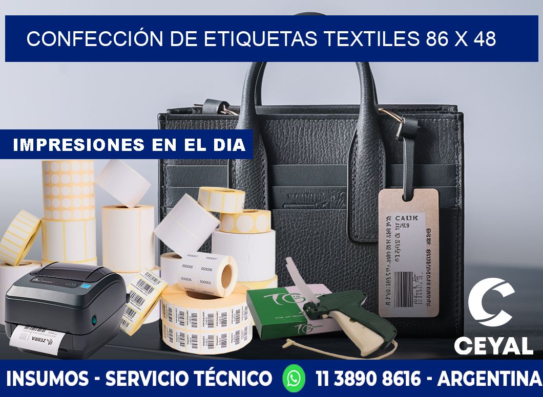 CONFECCIÓN DE ETIQUETAS TEXTILES 86 x 48