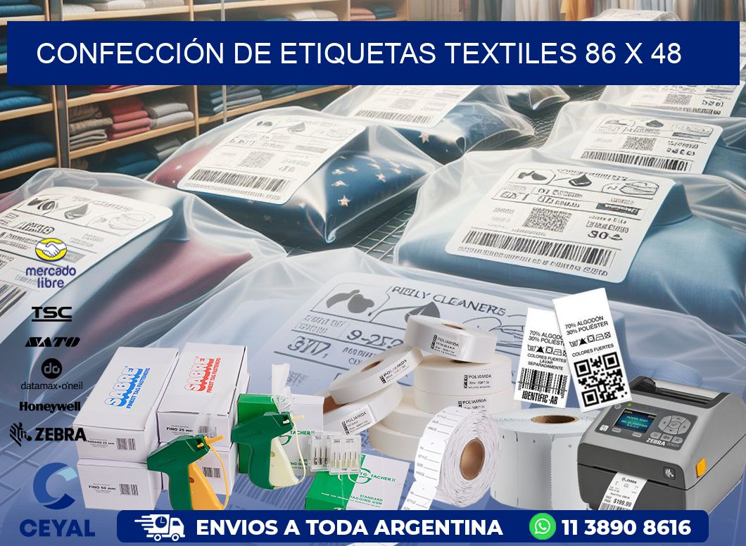 CONFECCIÓN DE ETIQUETAS TEXTILES 86 x 48