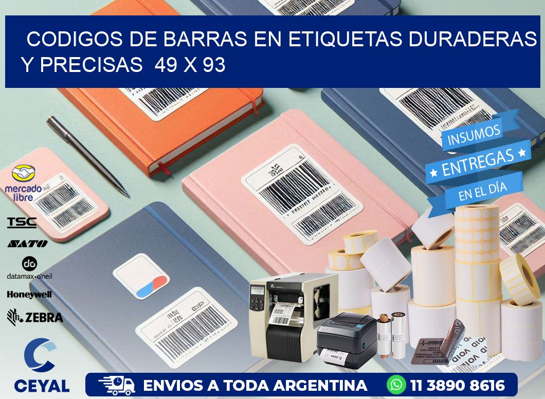 Codigos de Barras en Etiquetas Duraderas y Precisas  49 x 93