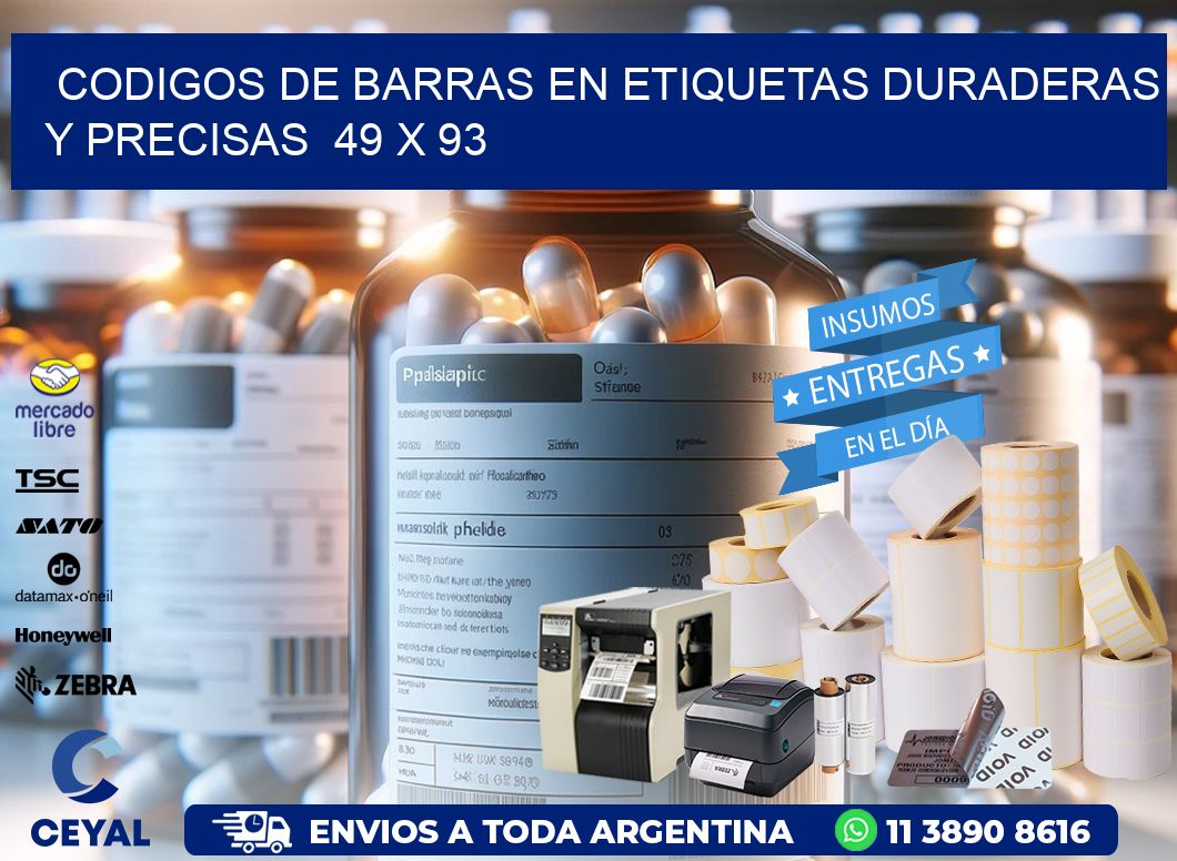 Codigos de Barras en Etiquetas Duraderas y Precisas  49 x 93