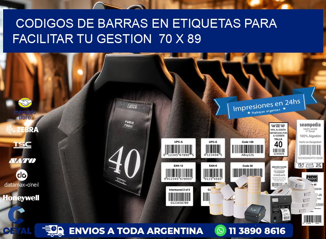 Codigos de Barras en Etiquetas para Facilitar tu Gestion  70 x 89