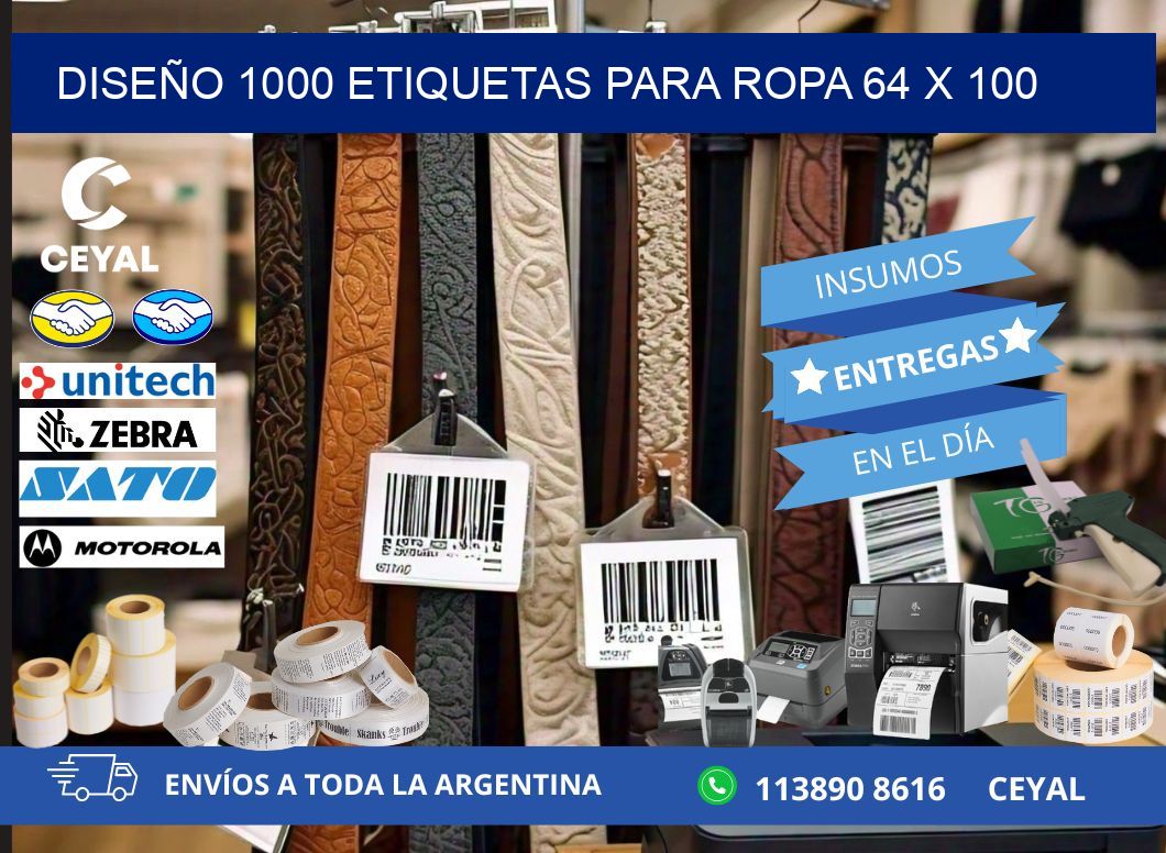 DISEÑO 1000 ETIQUETAS PARA ROPA 64 x 100