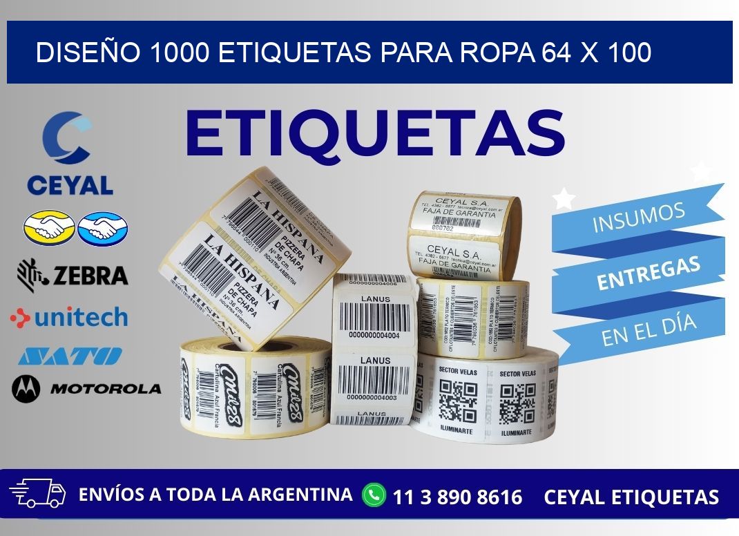 DISEÑO 1000 ETIQUETAS PARA ROPA 64 x 100
