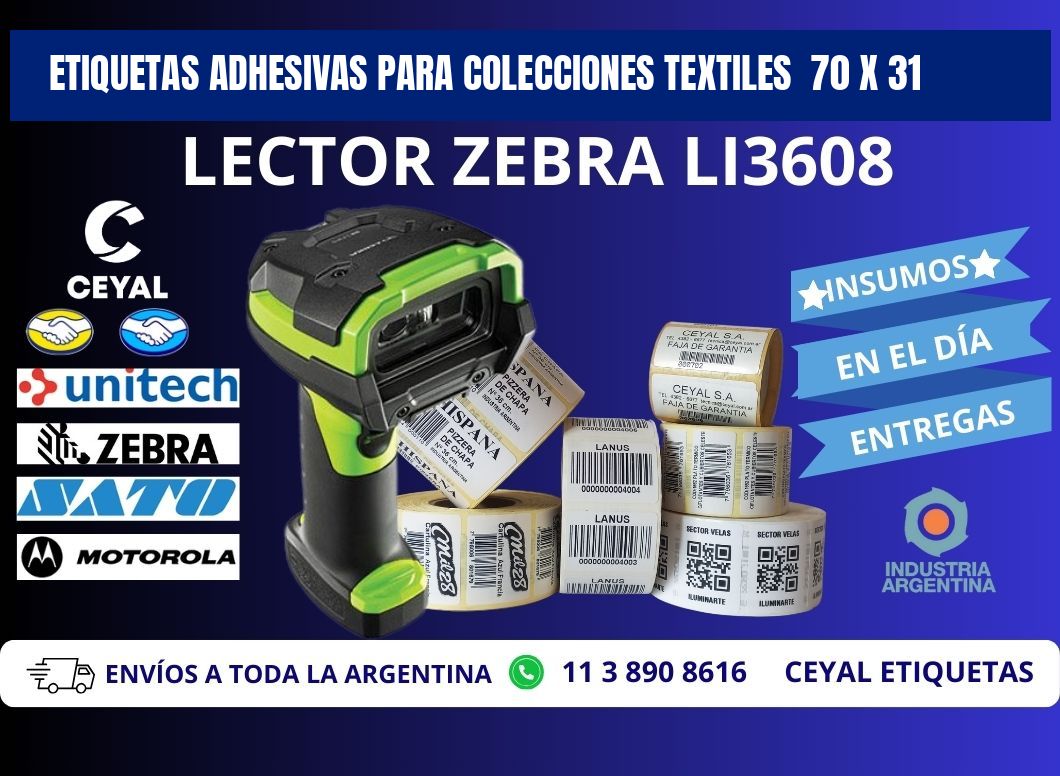 ETIQUETAS ADHESIVAS PARA COLECCIONES TEXTILES  70 x 31