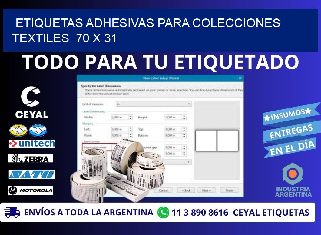 ETIQUETAS ADHESIVAS PARA COLECCIONES TEXTILES  70 x 31