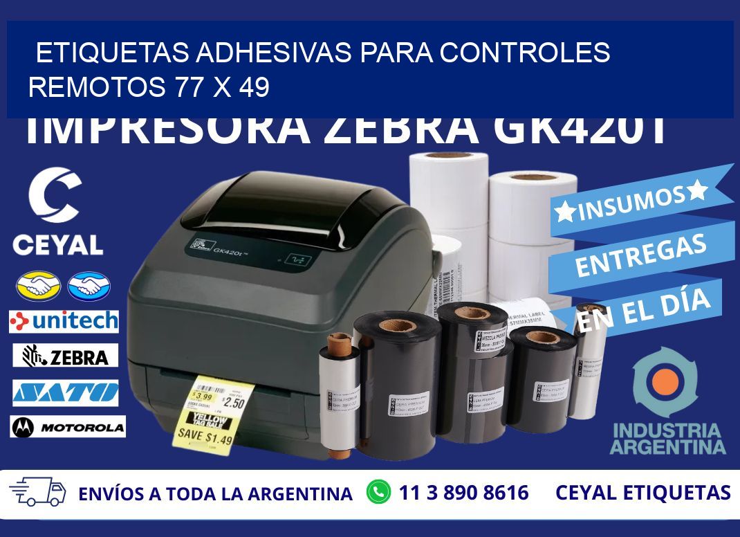 ETIQUETAS ADHESIVAS PARA CONTROLES REMOTOS 77 x 49